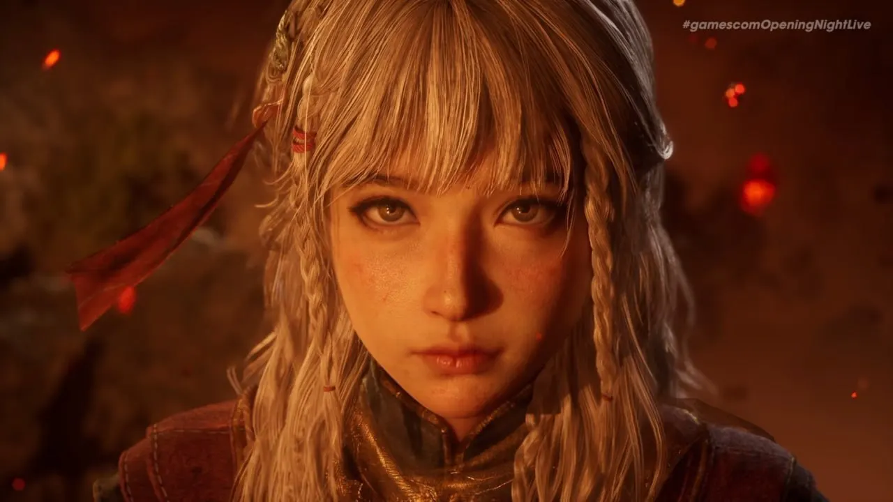 Close-up of a central character from the Nodus Fall trailer.