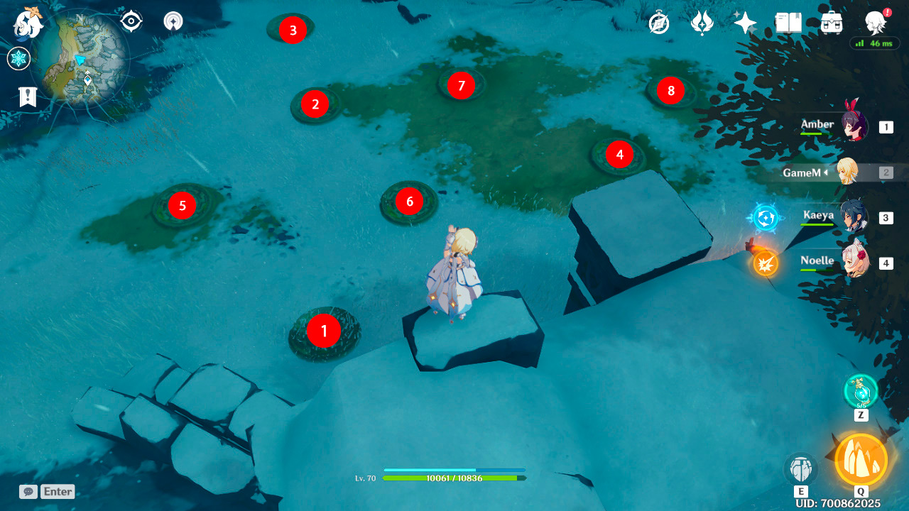 Genshin Impact Puzzle 8 pressure plates from Dragonspine