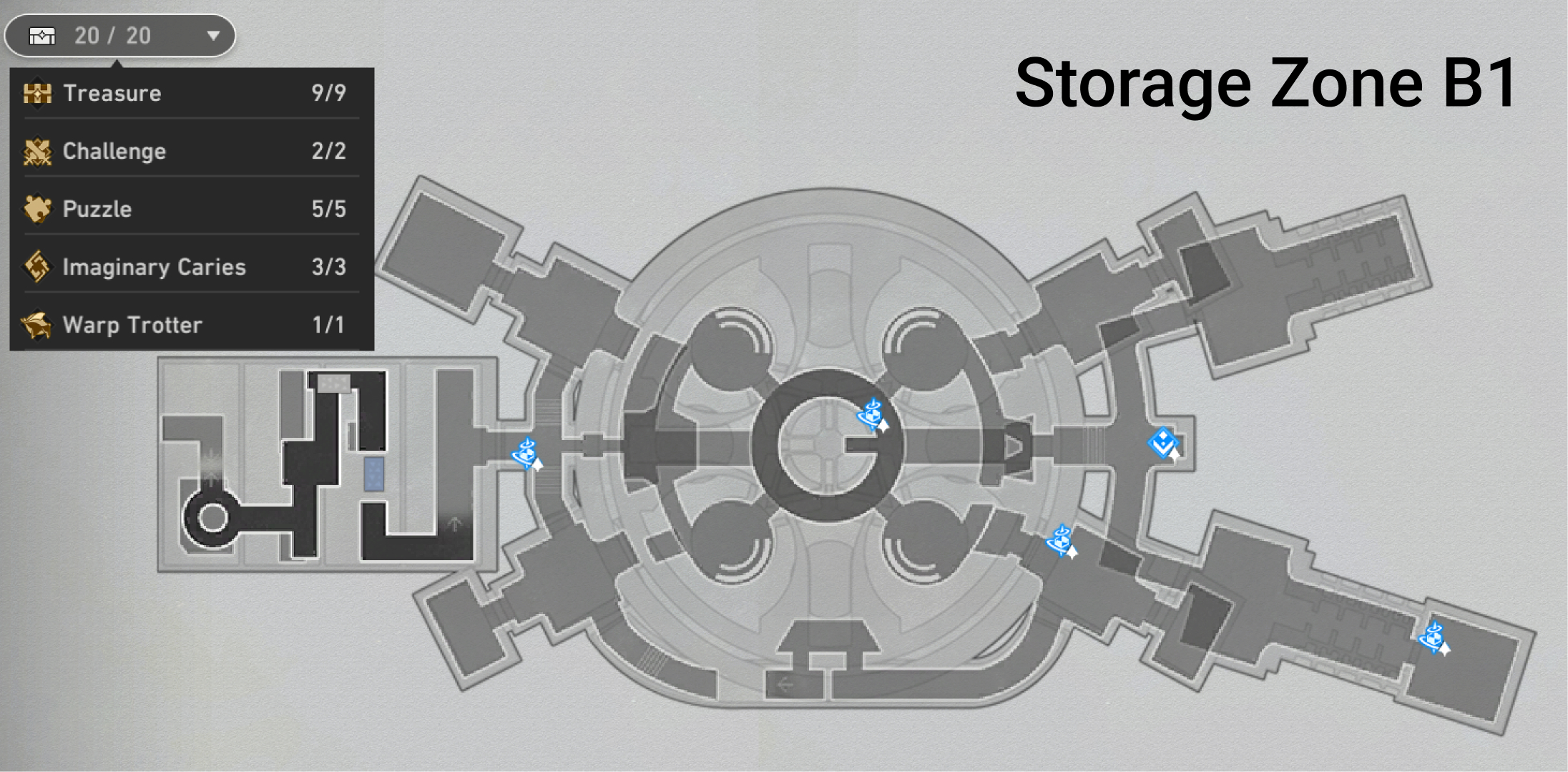 Honkai: Star Rail Storage Zone Map Treasure Chests Warp Trotters Challenges Puzzles
