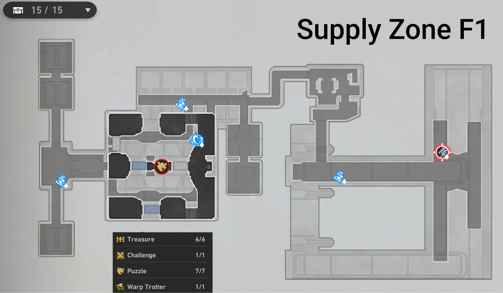 Honkai: Star Rail Supply Zone Map Treasure Chests Warp Trotters Challenges Puzzles
