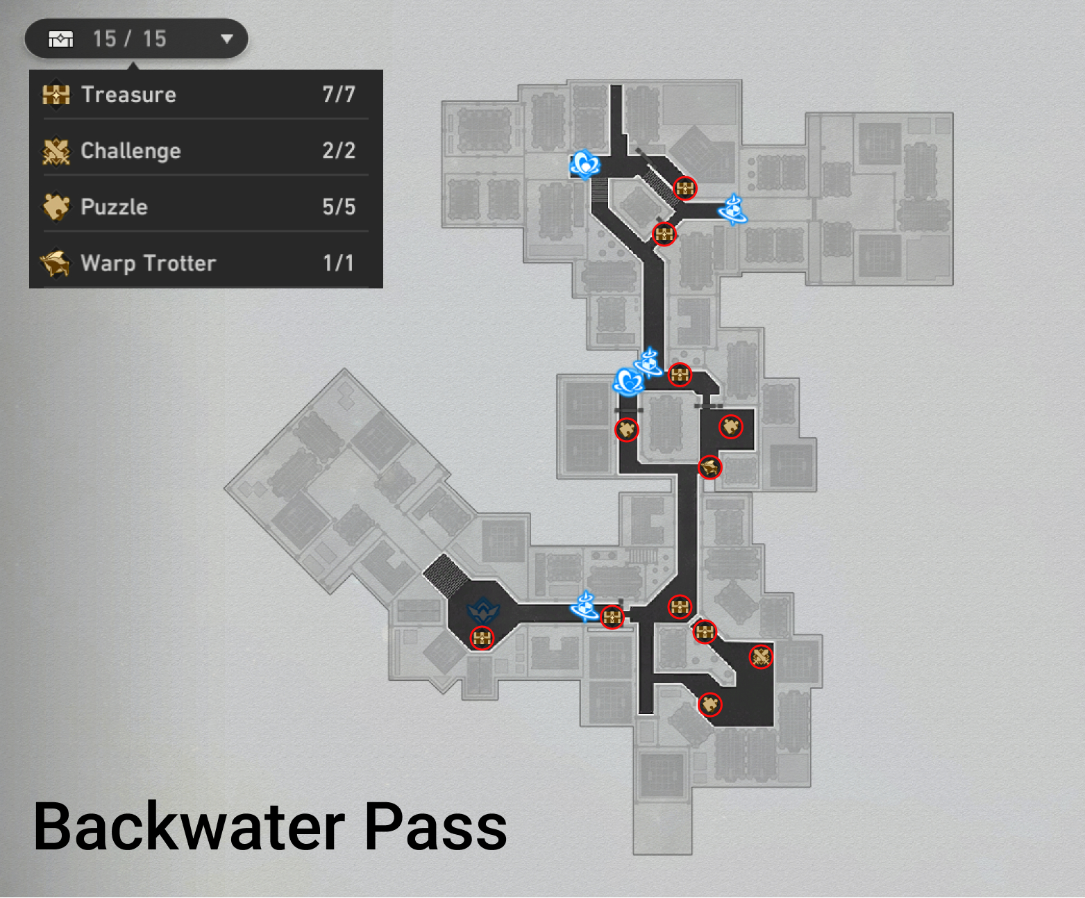 Honkai: Star Rail Backwater Pass Map Treasure Chests Warp Trotters Challenges Puzzles