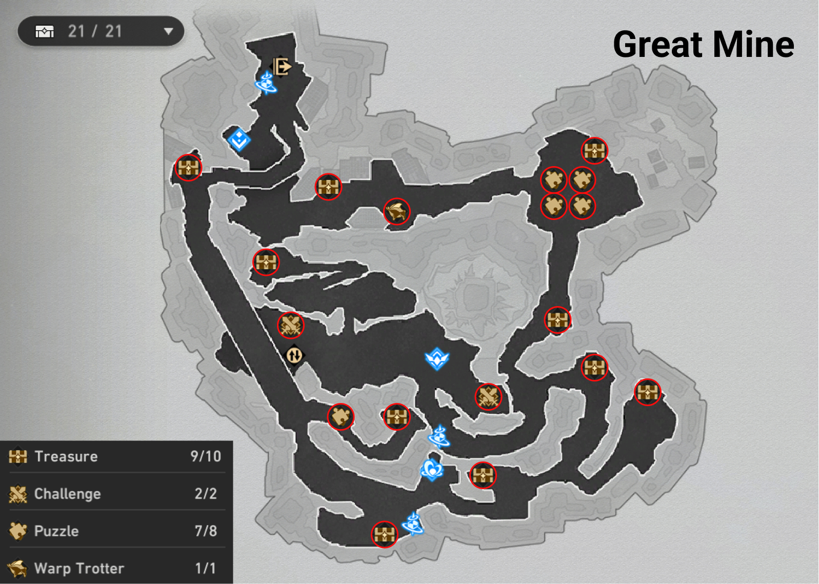 Honkai: Star Rail Great Mine Map Treasure Chests Warp Trotters Challenges Puzzles