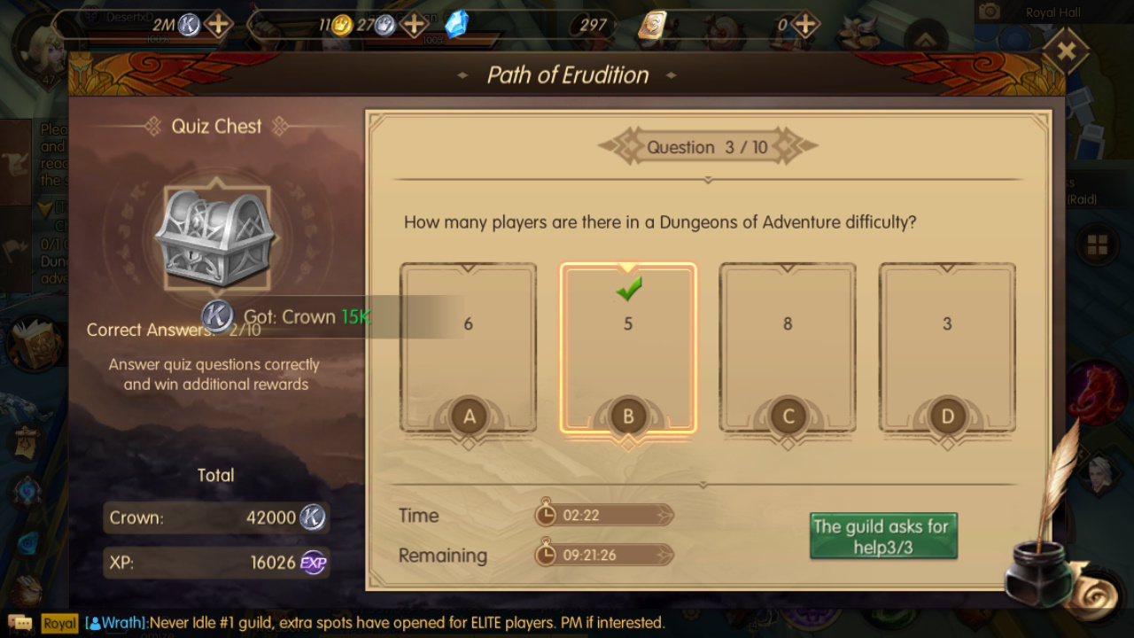 How many players are there in a Dungeons of Adventure difficulty? Path of Erudition