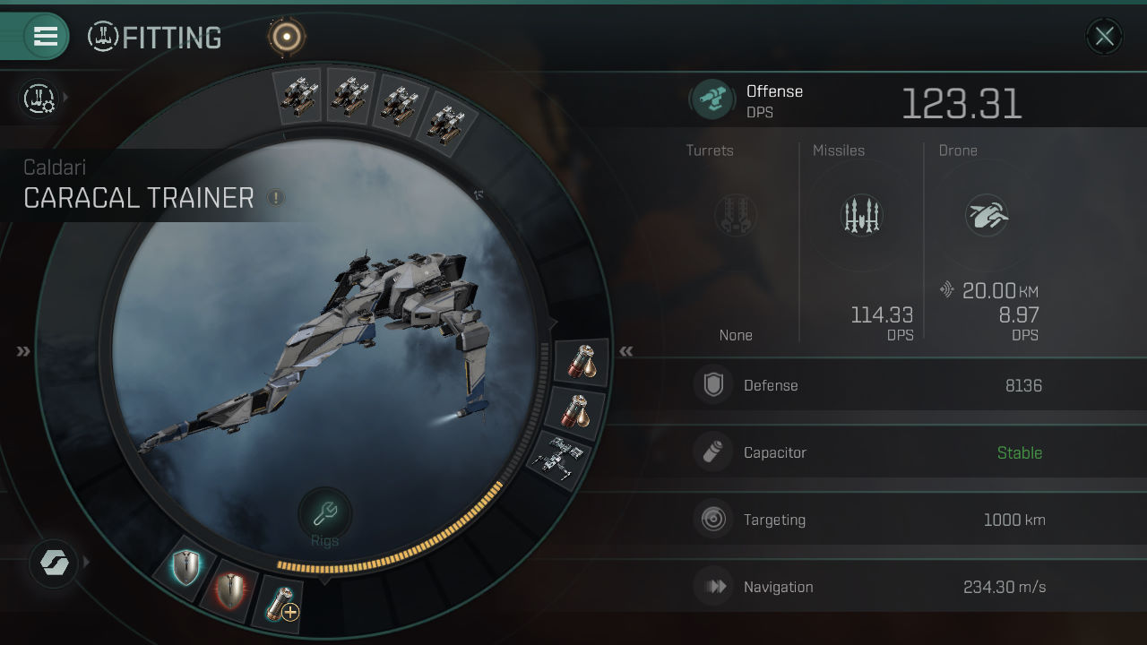 Eve Echoes Каракал рекомендуемая оснастка корабля (fit)