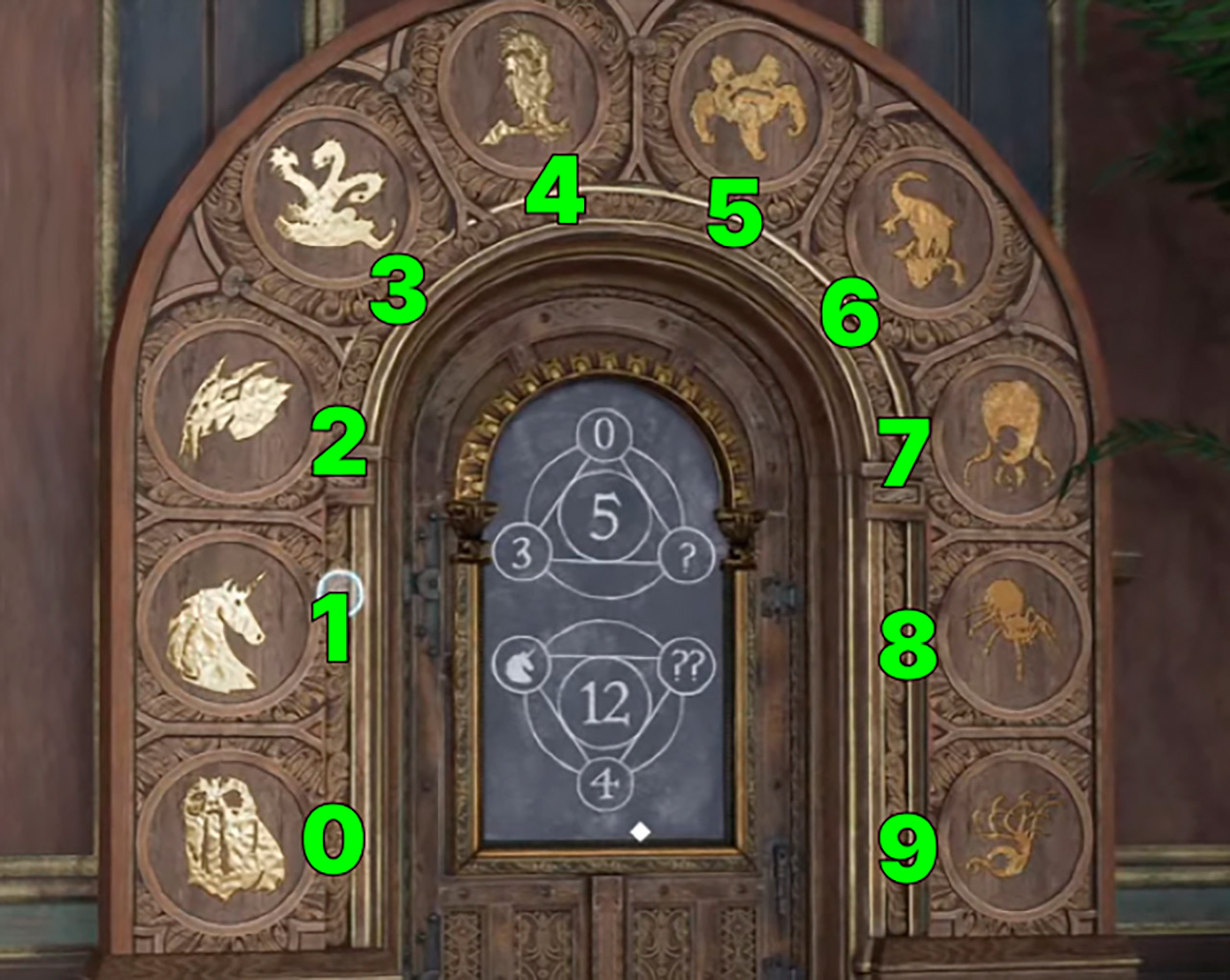 Hogwarts Legacy Головоломка с изображениями животных вокруг двери