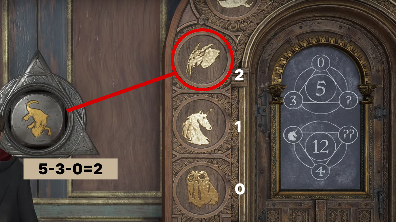 Hogwarts Legacy Головоломка с изображениями животных вокруг двери